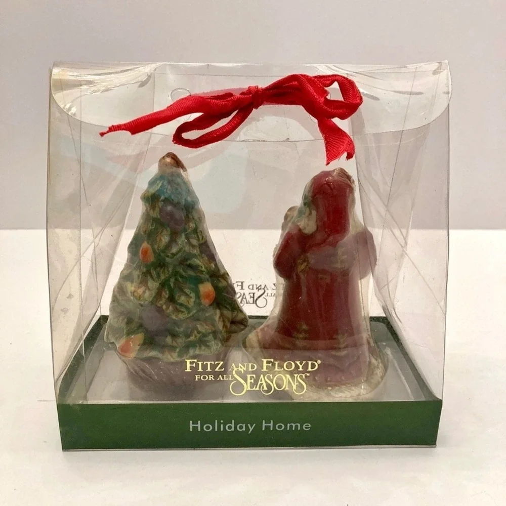 Fitz & Floyd 2003 Holiday Home Santa Tree Christmas Candles Unused‎ Sealed